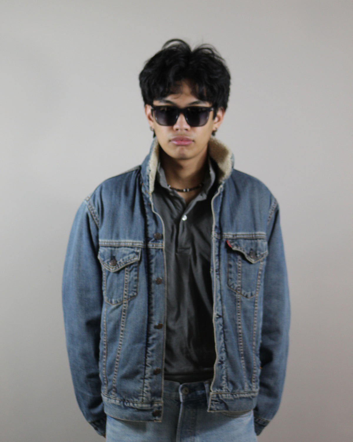 The Corsair Crystal sunglasses worn on model, full look