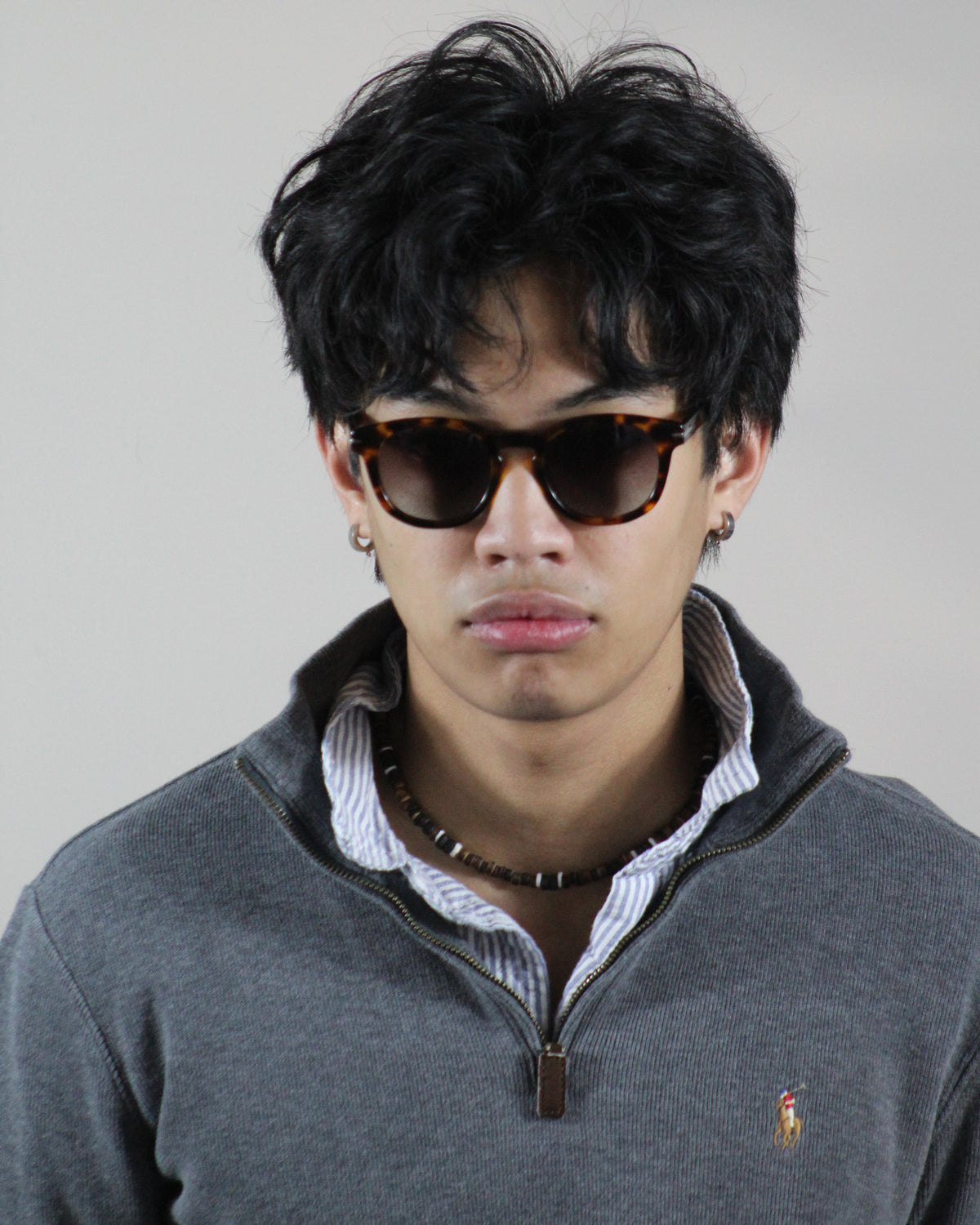 The Riviera Tortoise Shell sunglasses worn on model