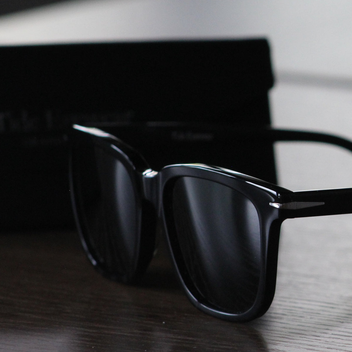 The Corsair polarized square sunglasses with branded case
